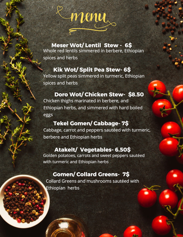 Ethiopian Menu New