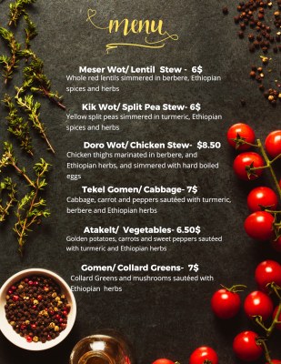 Ethiopian Menu New